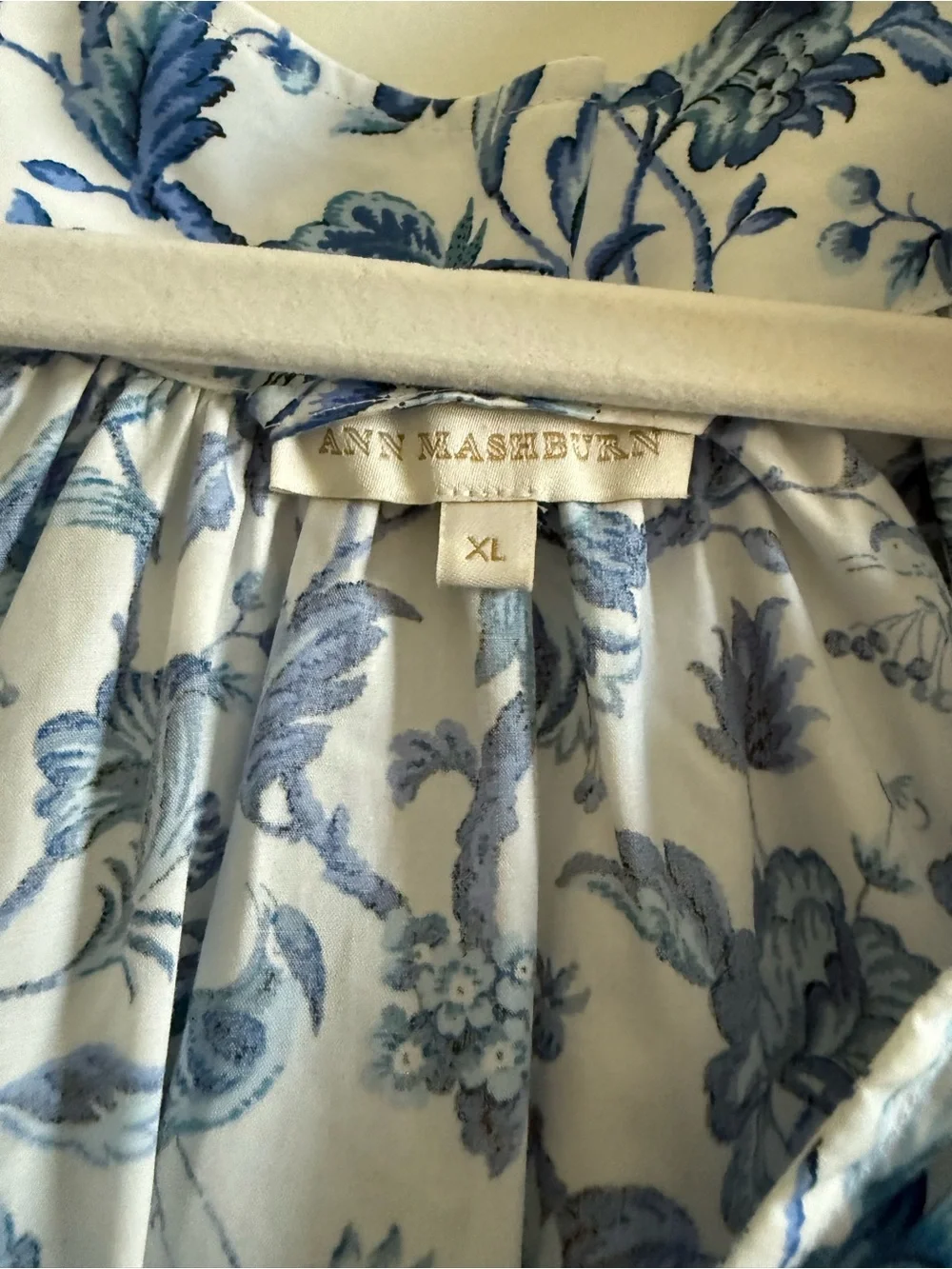 Ann Mashburn Blue & White Floral Belted Dress XL